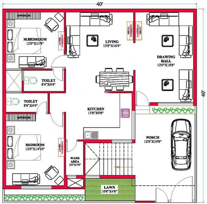 House Plan For 2bhk And 3bhk House Plan 40x40 Plot Size Plan Images And Photos Finder