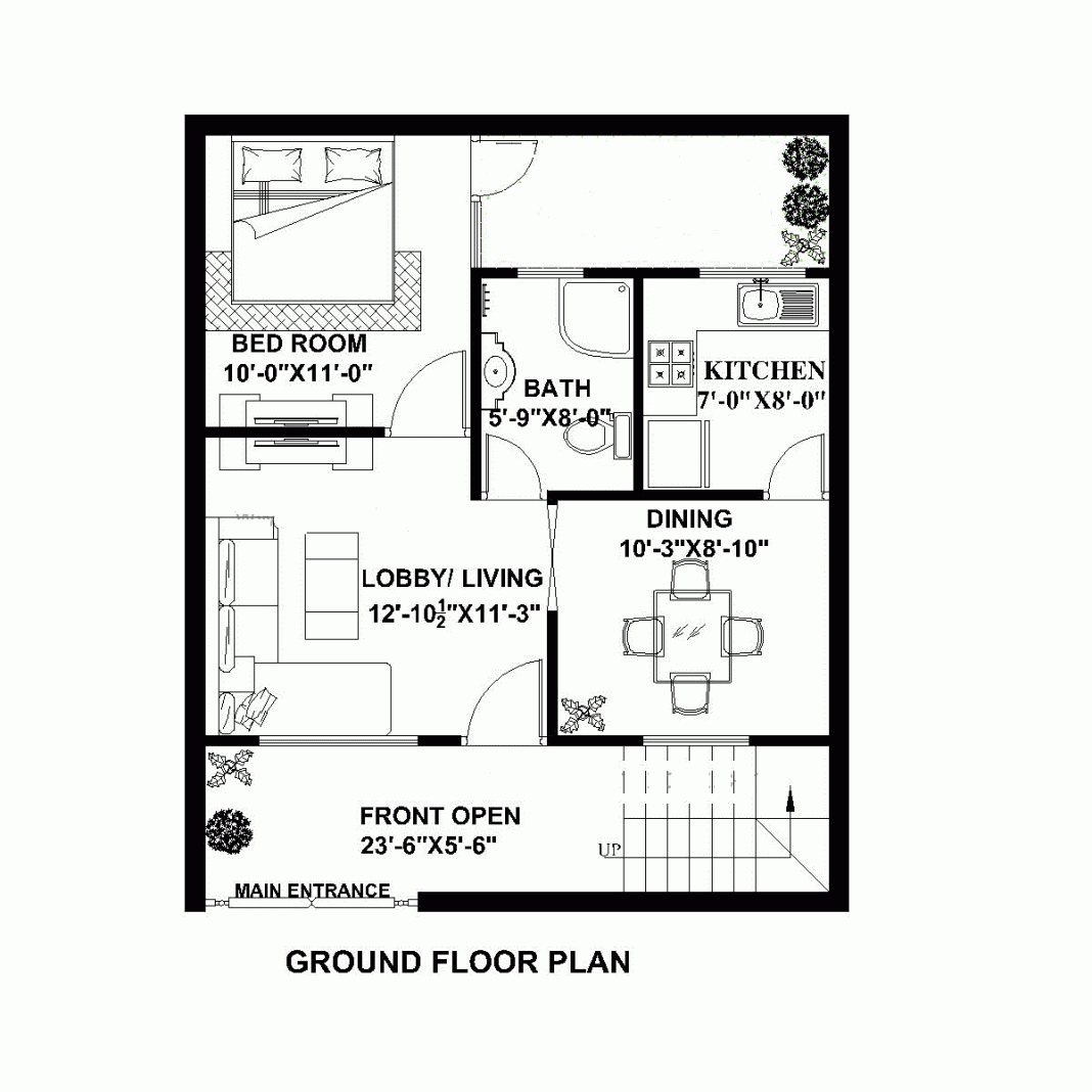 Floor Plan For 25 X 45 Feet Plot 3 Bhk 1125 Square Feet125 Sq Yards Images And Photos Finder