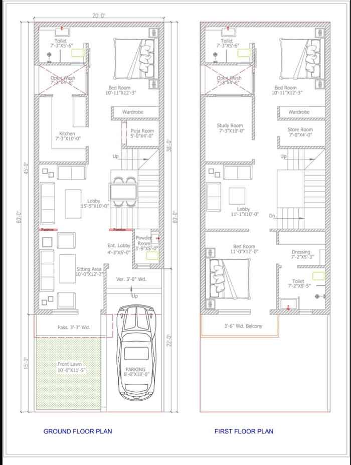 20 60 House Plan Map Designs Latest N E W S Facing 20x60 Plan