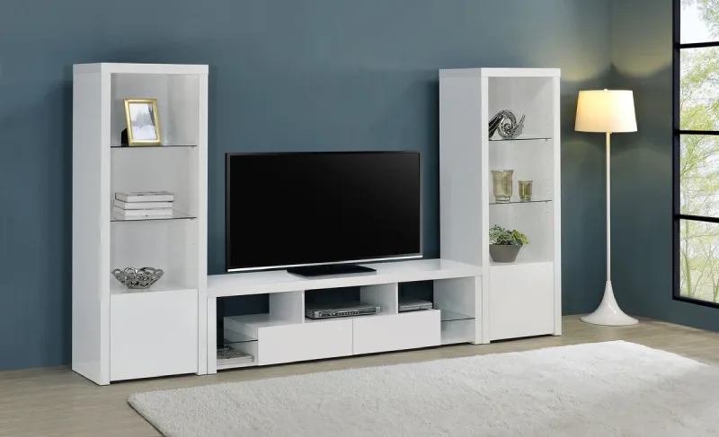 White glossy tv showcase