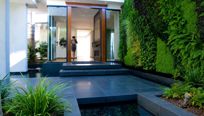 Entryway along with a touch of greenery